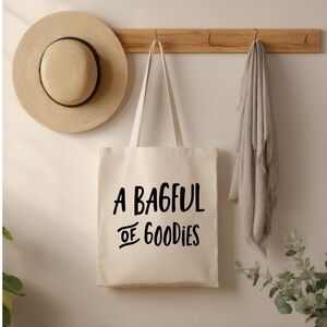 Custom Natural Canvas Tote A Bag Full Of Goodies